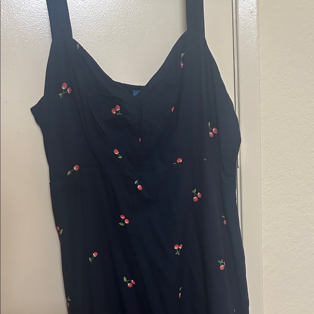 Navy Dress with Cherry Print